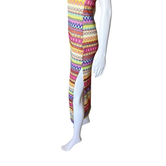 SHEIN Womens Size XS Sleeveless Vivid Eden Summer Beach Geo Print Maxi Dress - Picture 7 of 9